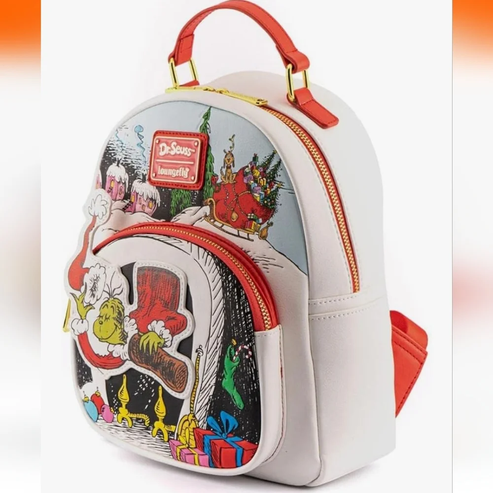 Loungefly Dr. Seuss The Grinch Chimney Thief Adult Womens Double Strap NWT